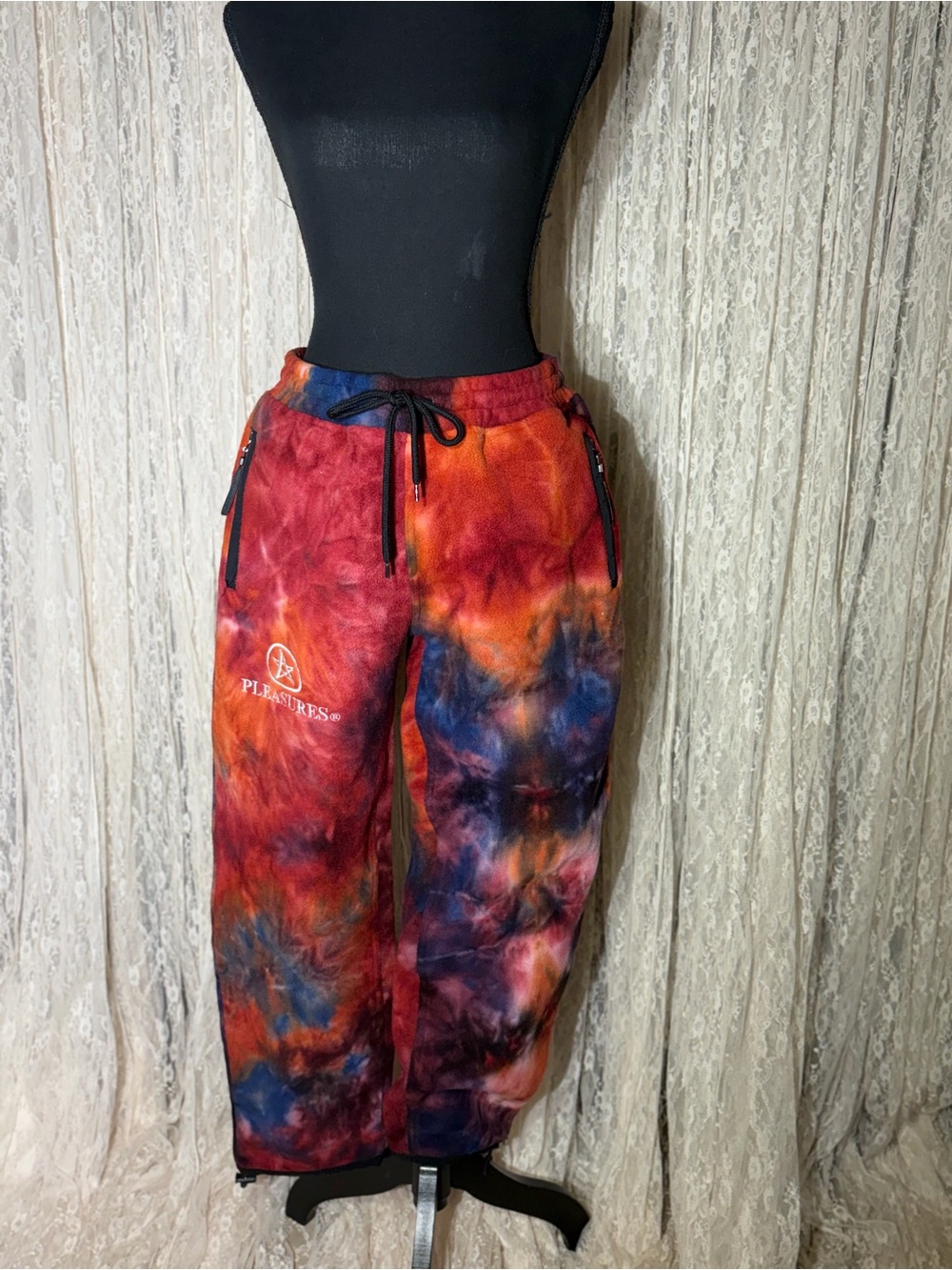 PLEASURES Tie-Dye Track Pants - Red Multi - Picture 1 of 3